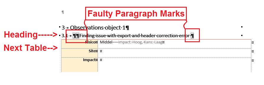 Faulty Paragraph Marks