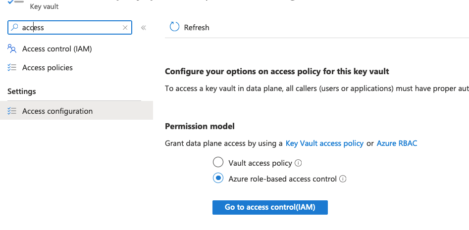 access control method selection on portal