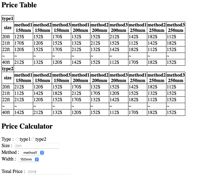 this is the price table image