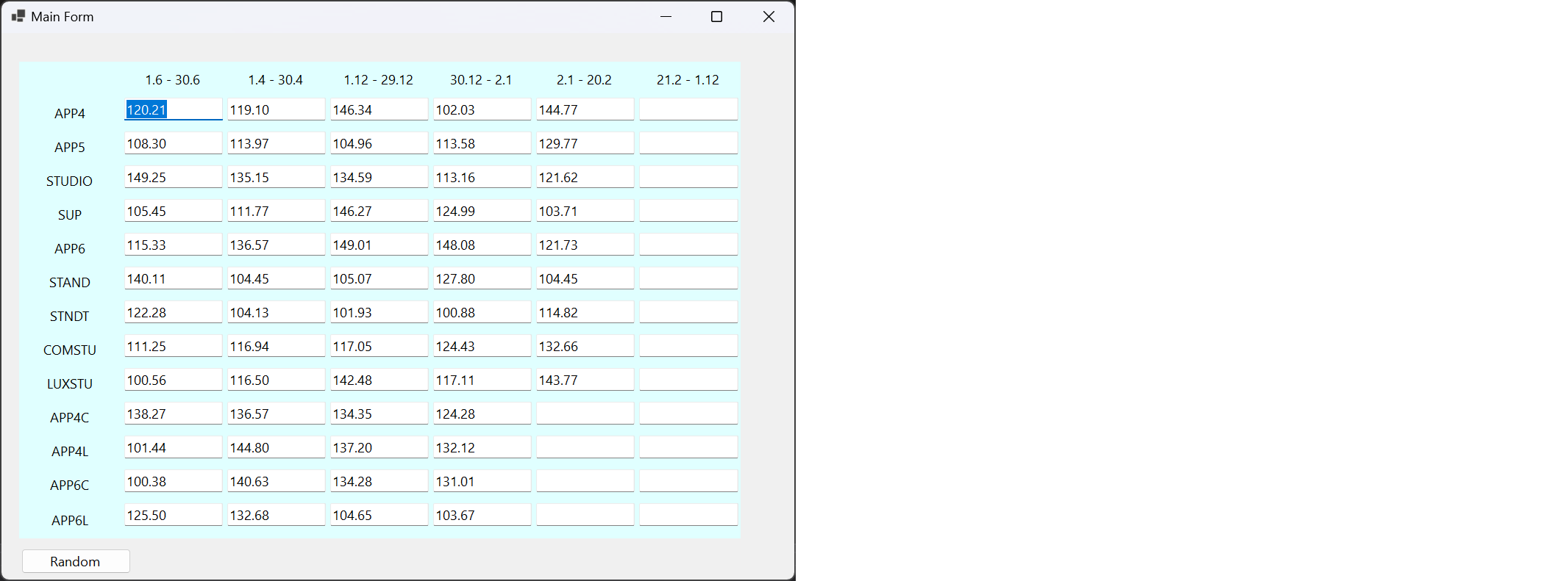 table layout panel