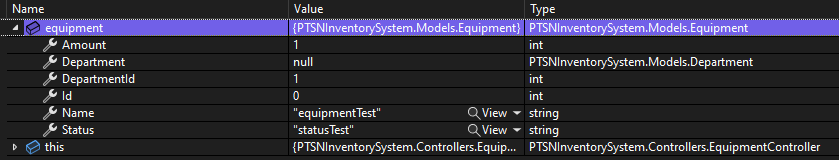 values in debugger