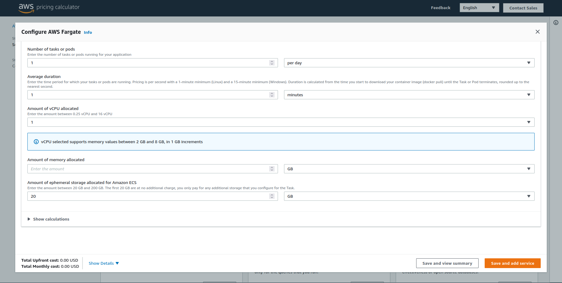 Aws Fargate pricing calculator