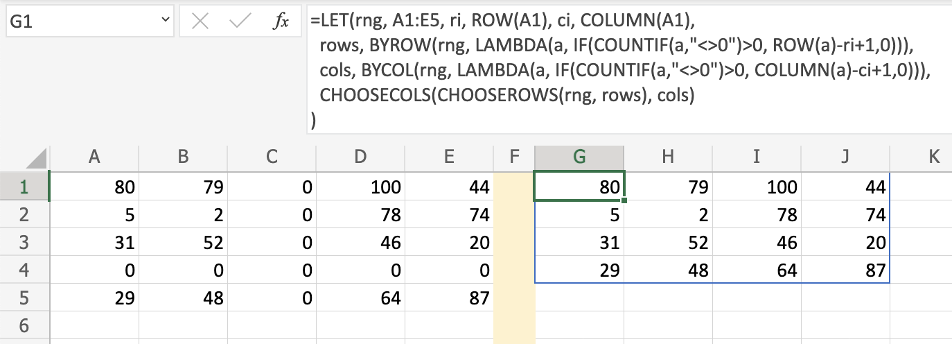 sample excel output