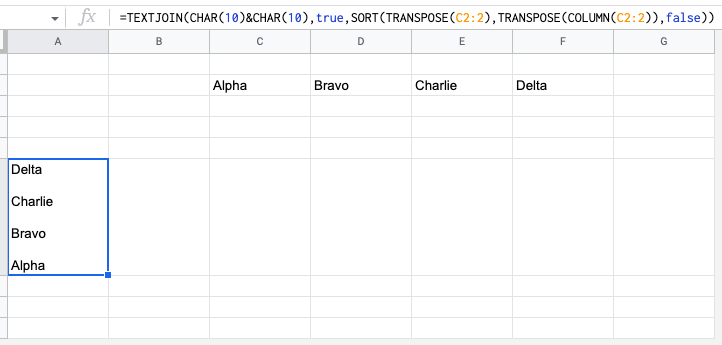 A screenshot showing the results of the formula on an example data set.