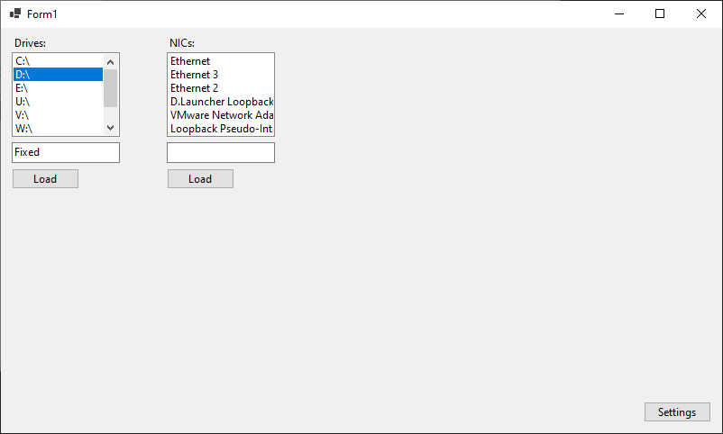 Network interfaces list