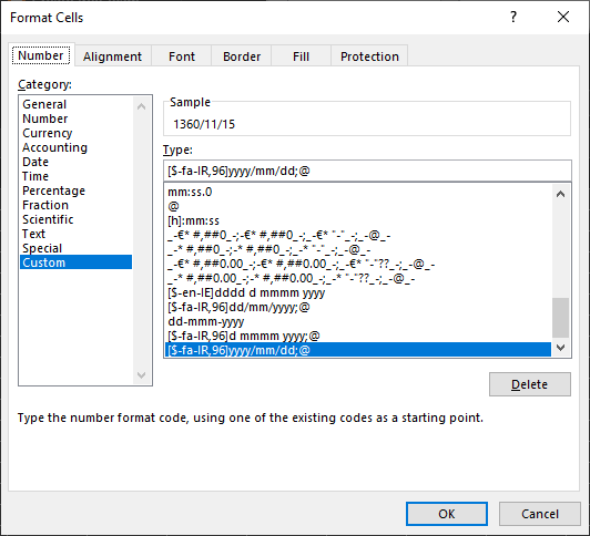 Screenshot showing custom format applied to user-input cell