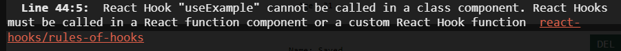 React Hook "useExample" cannot be called in a class component. ...