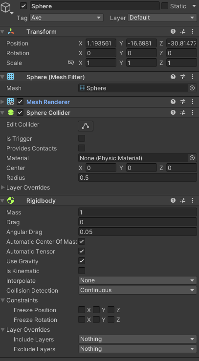 Ball rigid body and collider