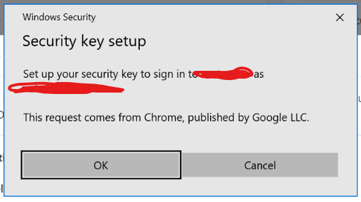 Windows passkey-setup dialog