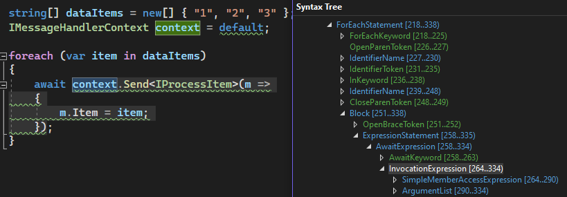 Invocation inside ForEach expression, syntax hightlighting