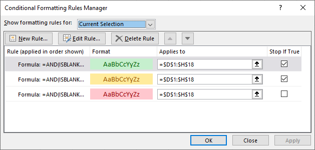 Formatting as 3 rules