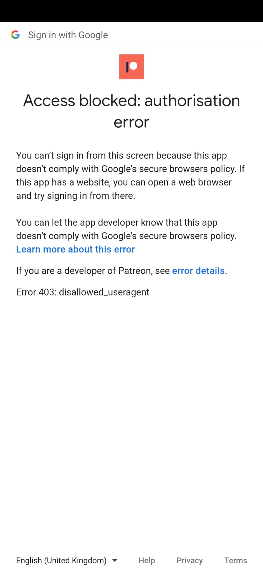 google error