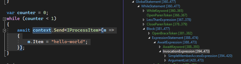 Invocation inside While expression, no syntax highlighting