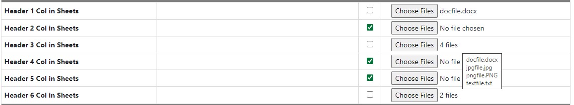 upload elements inside table cells