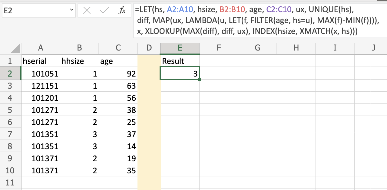 excel output