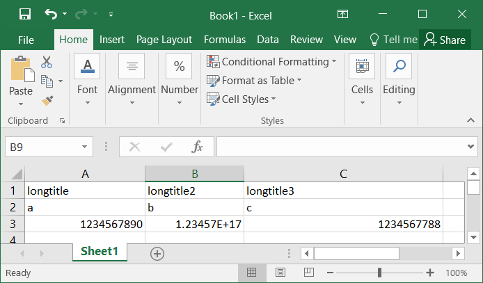 Excel formatted output