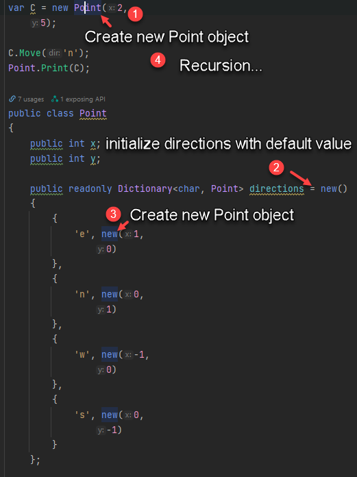 screenshot with recursion explanation