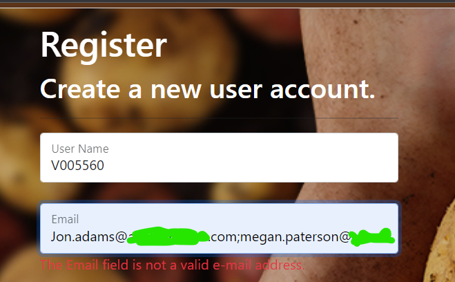 Registering a new user