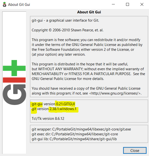 Git Gui version