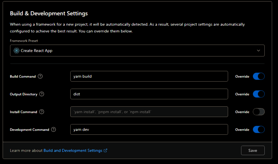 This is an example of my Project settings. Goodluck!