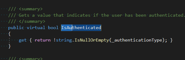 ClaimsPrincipal implementation of IsAuthenticated