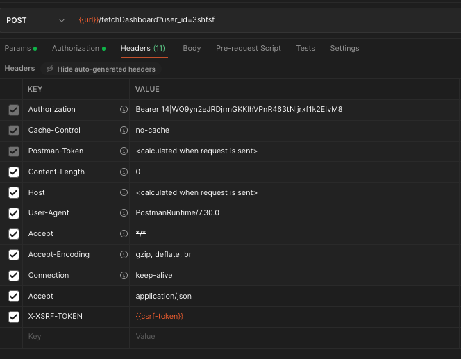 Headers sent to API in Postman