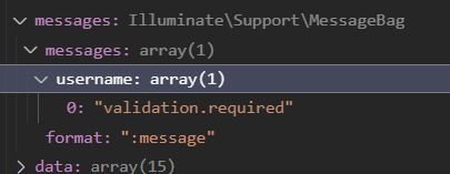 Example of message bag as seen from the debugger