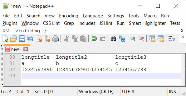 Notepad   formatted output