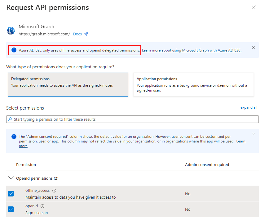 Azure Portal trying to add User.Read permission