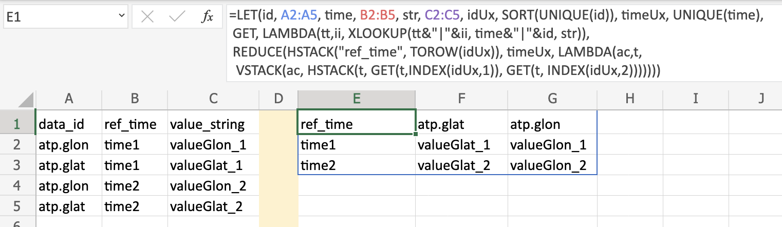 excel output