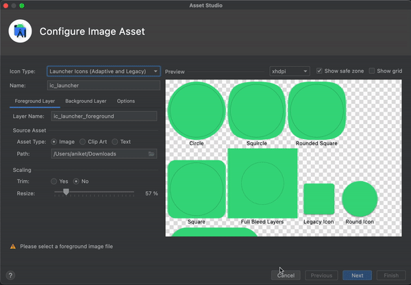 Image asset for debug and release