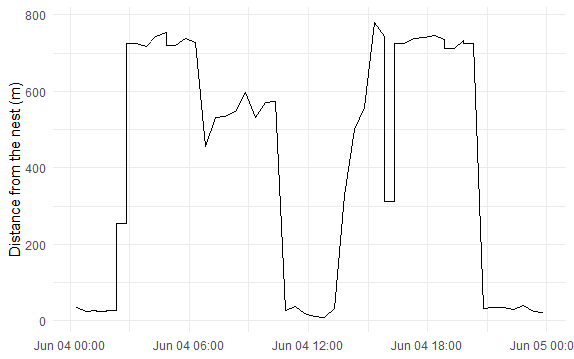 Distance from the nest/Time