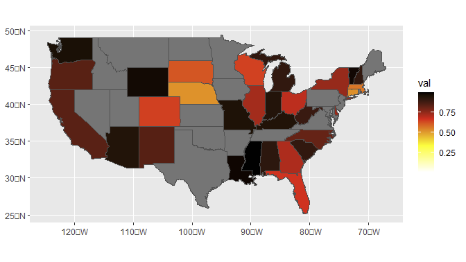 ggplot2 with other regions values replaced with NA