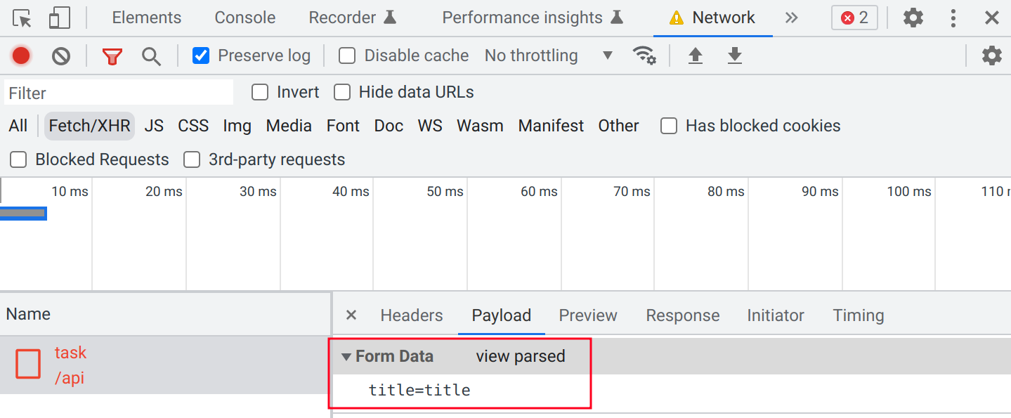 DevTools - form data