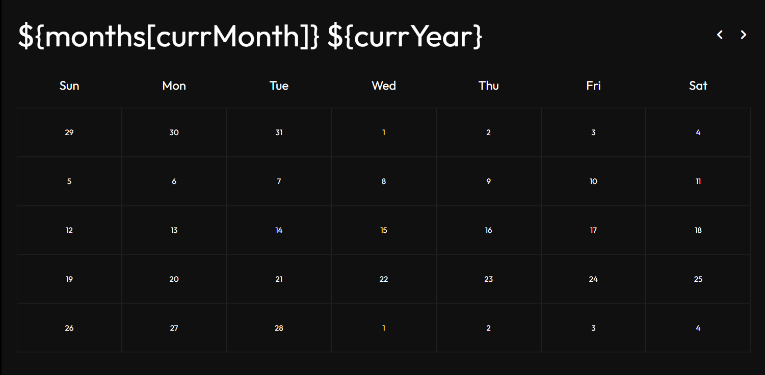 Text shown instead of the month and year in the website