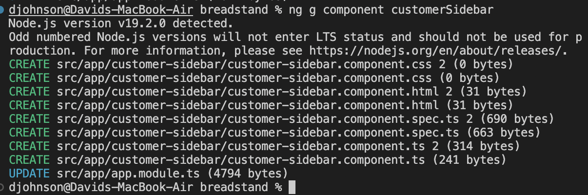 ng generate component output