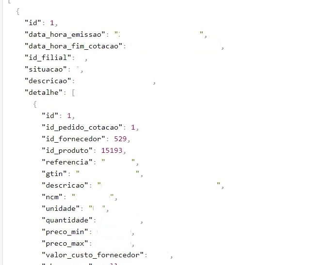 Here is the image of my json api