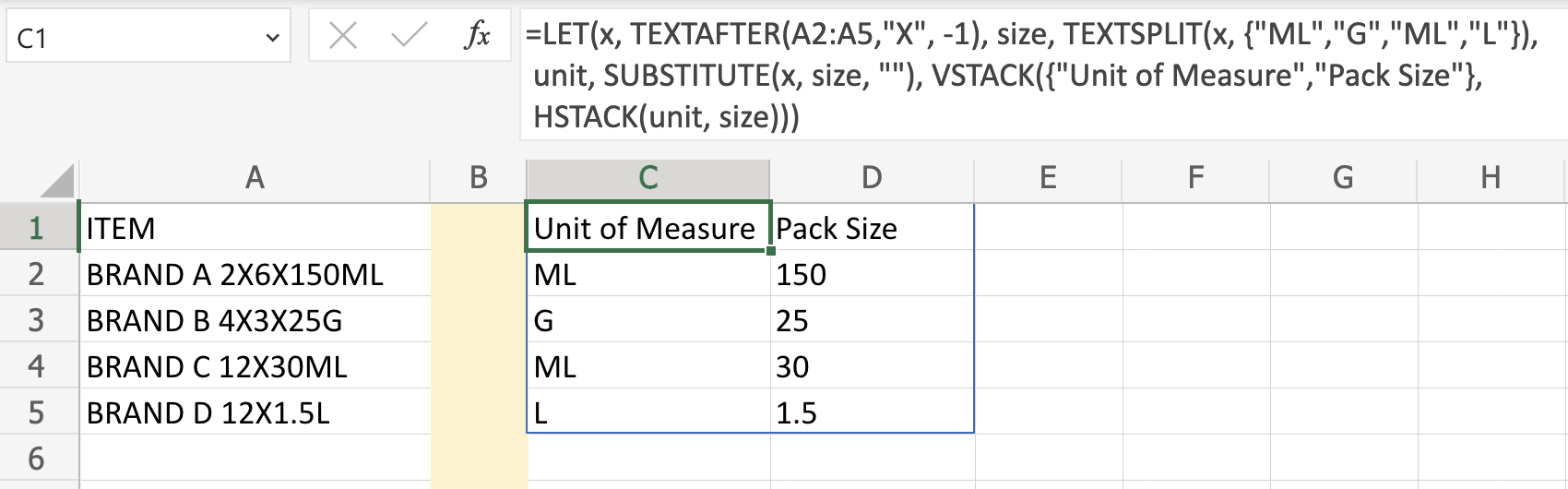 excel output